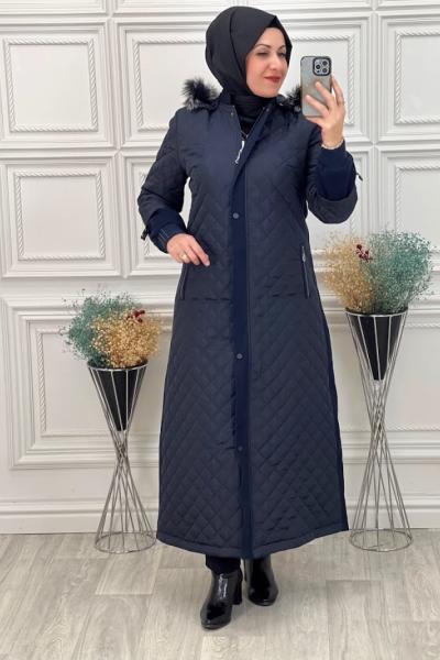 3825 Kapitone Pardesü Lacivert