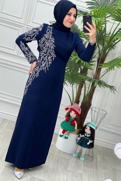 3844 Refah Elbise Lacivert