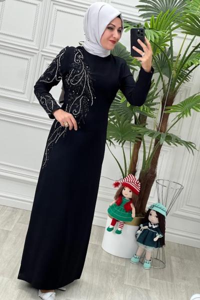 3844 Refah Elbise Siyah