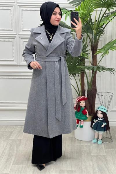 3918 Kaşe Kaban Gri