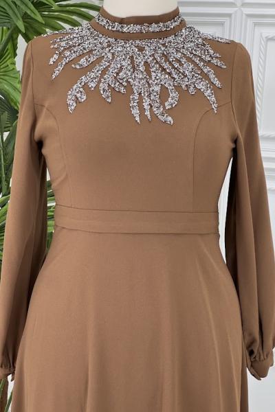 3928  Şule Elbise Taba