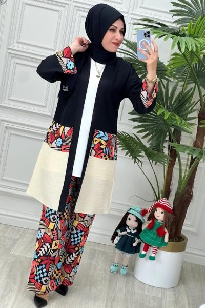 3974 Kimono Takım Siyah