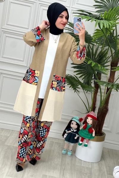 3974 Kimono Takım Kahverengi