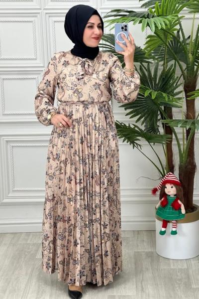 4023 Meltem Elbise  Taş Rengi