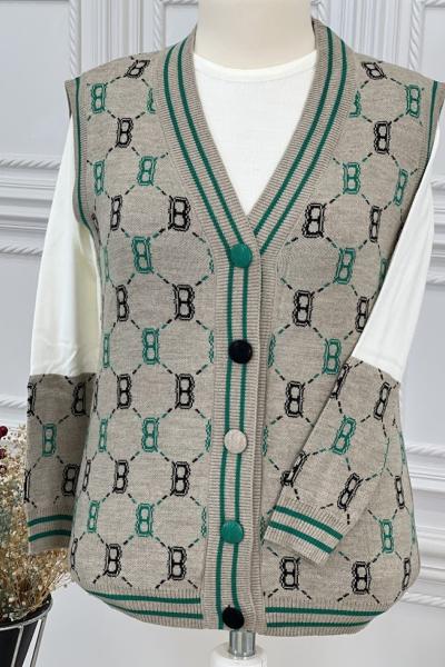 4027 Yelek Takım Taş Taş Rengi