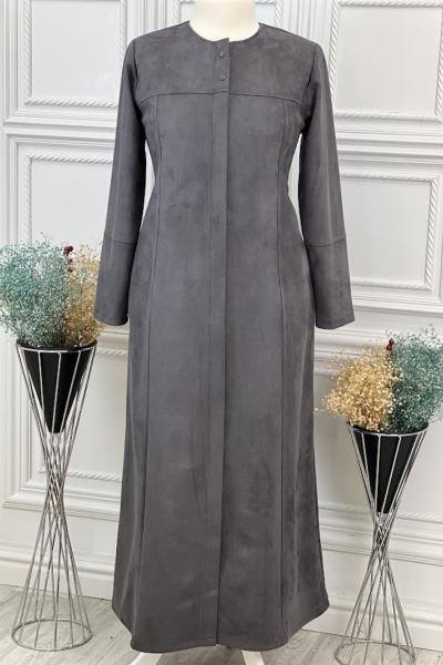 4035 Süet Pardesü Gri Gri