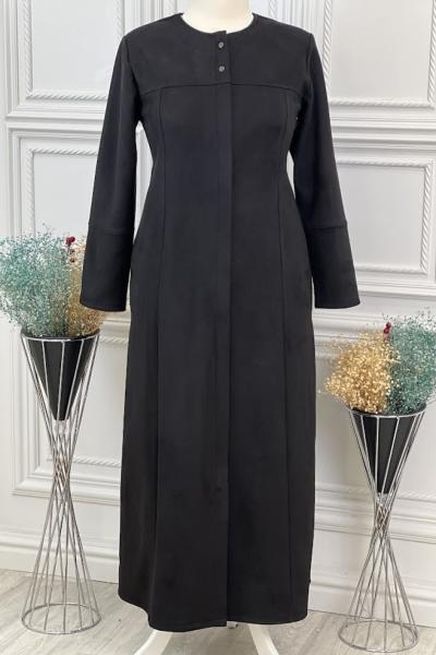 4035 Süet Pardesü Siyah Siyah