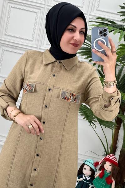 4036 Keten Takım Kahverengi