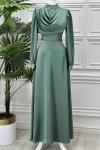 4039 Dilge Elbise  Mint Yeşili