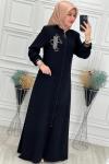 4061 Yaka Desenli Ferace Siyah