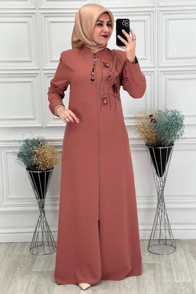 4065 Yaka Kol Detaylı Ferace  Soğan