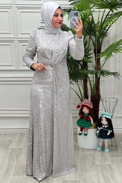 4083 Nigar Elbise Açık Gri