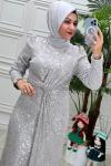 4083 Nigar Elbise Açık Gri