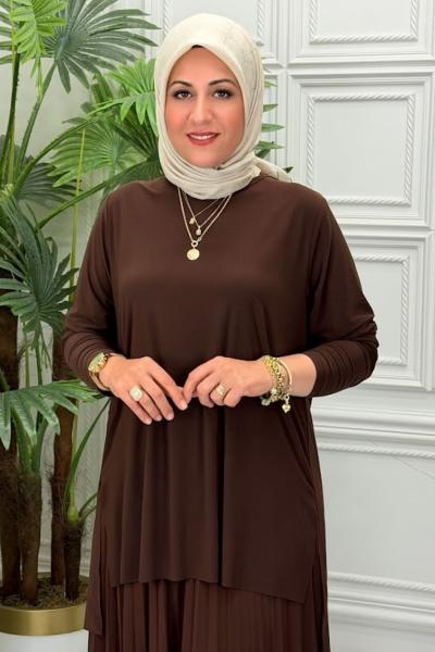 4125 Tunik Takım Kahverengi