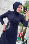 4264 Canhanım Elbise Lacivert