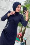 4264 Canhanım Elbise Lacivert