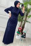 4279 Edalı Elbise Lacivert