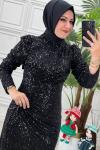 4279 Edalı Elbise Siyah