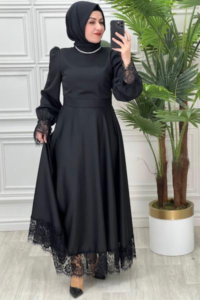 4328 Pare Elbise Siyah