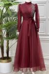 4355 Gökra Elbise Bordo
