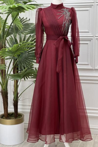 4355 Gökra Elbise Bordo