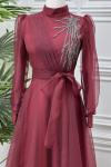 4355 Gökra Elbise Bordo