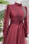 4355 Gökra Elbise Bordo