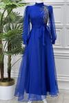 4355 Gökra Elbise Saks Mavisi