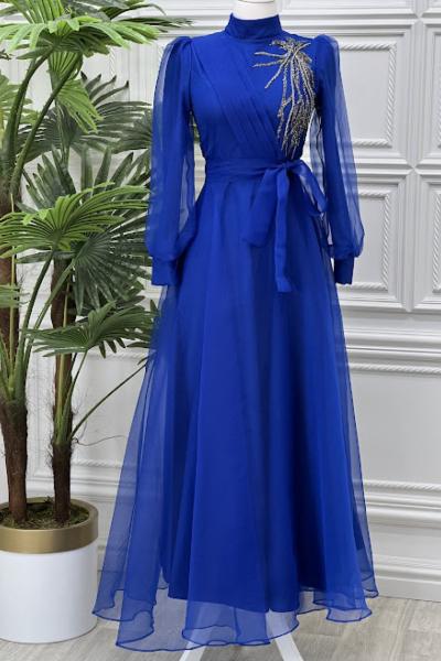 4355 Gökra Elbise Saks Mavisi