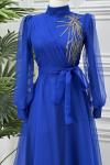 4355 Gökra Elbise Saks Mavisi
