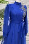 4355 Gökra Elbise Saks Mavisi