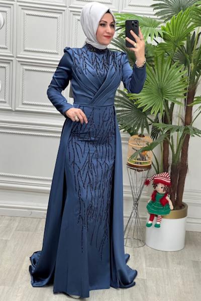 4442 Elbise  Mavi