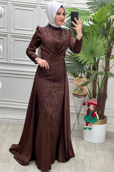4442 Elbise Kahverengi