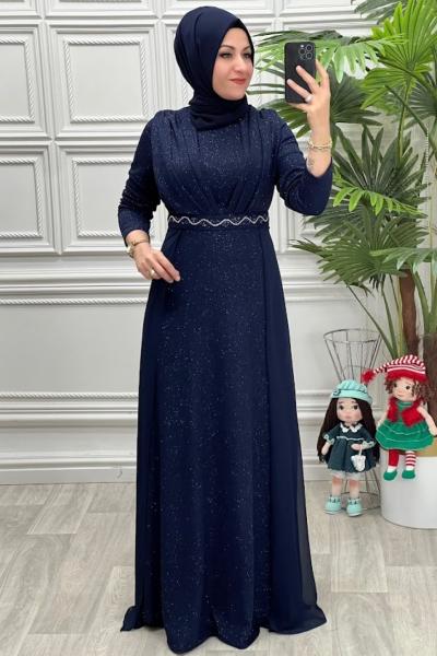 4448 Elbise Lacivert