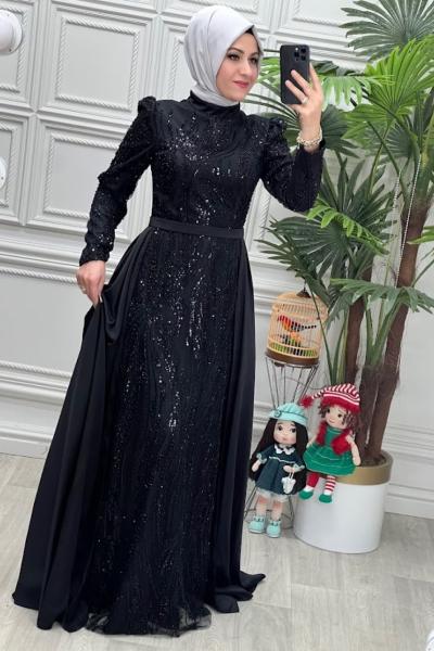 4480-B Elbise Siyah