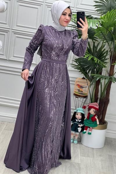 4480-B Elbise Mürdüm