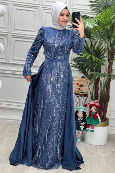 4480-B Elbise İndigo