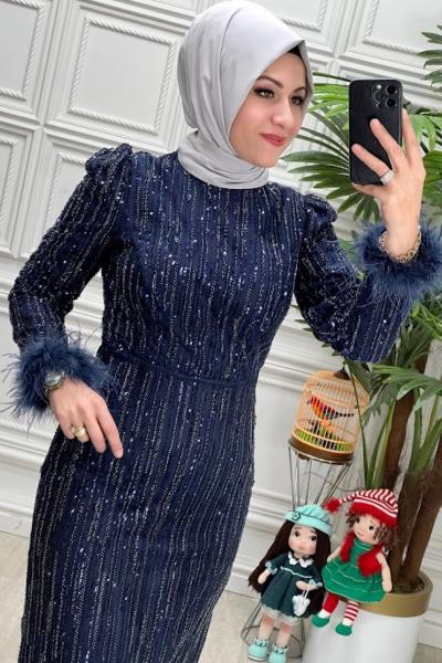 4490 Elbise Lacivert