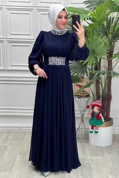 4516 Elbise Lacivert