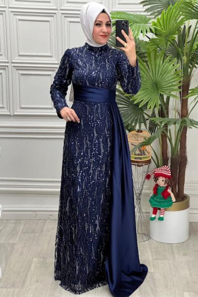 4522 Elbise Lacivert