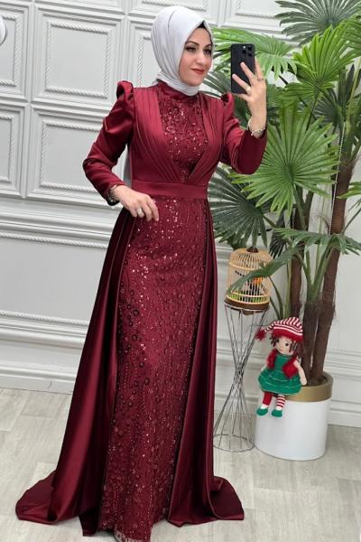 4524 Elbise Bordo
