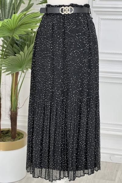 4669 Şifon Etek  Siyah Beyaz