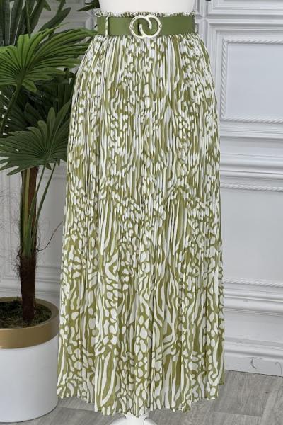 4671 Şifon Etek  Yağ Yeşili