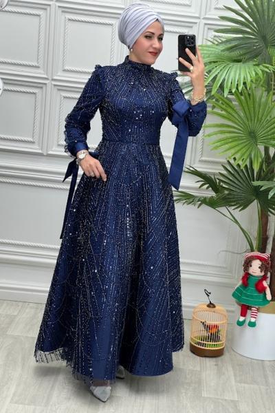 4715 Elbise Lacivert