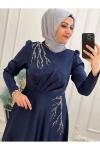 472 Omzu Taşlı Abiye Lacivert Diğer