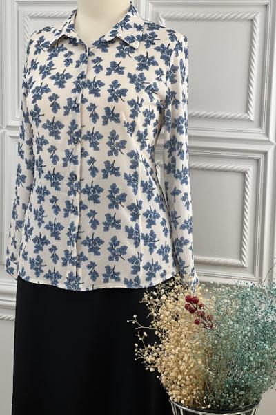 4847 Yapraklı Gömlek İndigo