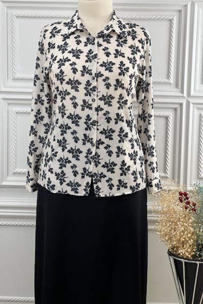 4847 Yapraklı Gömlek Taş Rengi