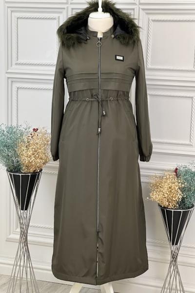 5002 Büyük Beden Pardesü  Haki