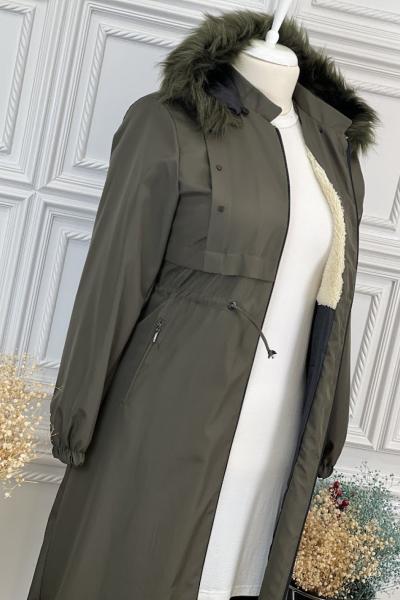 5007 Büyük Beden Pardesü Haki