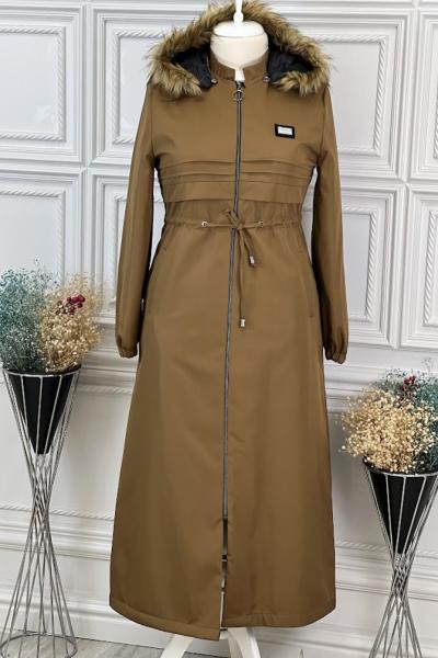 5002 Büyük Beden Pardesü Taba